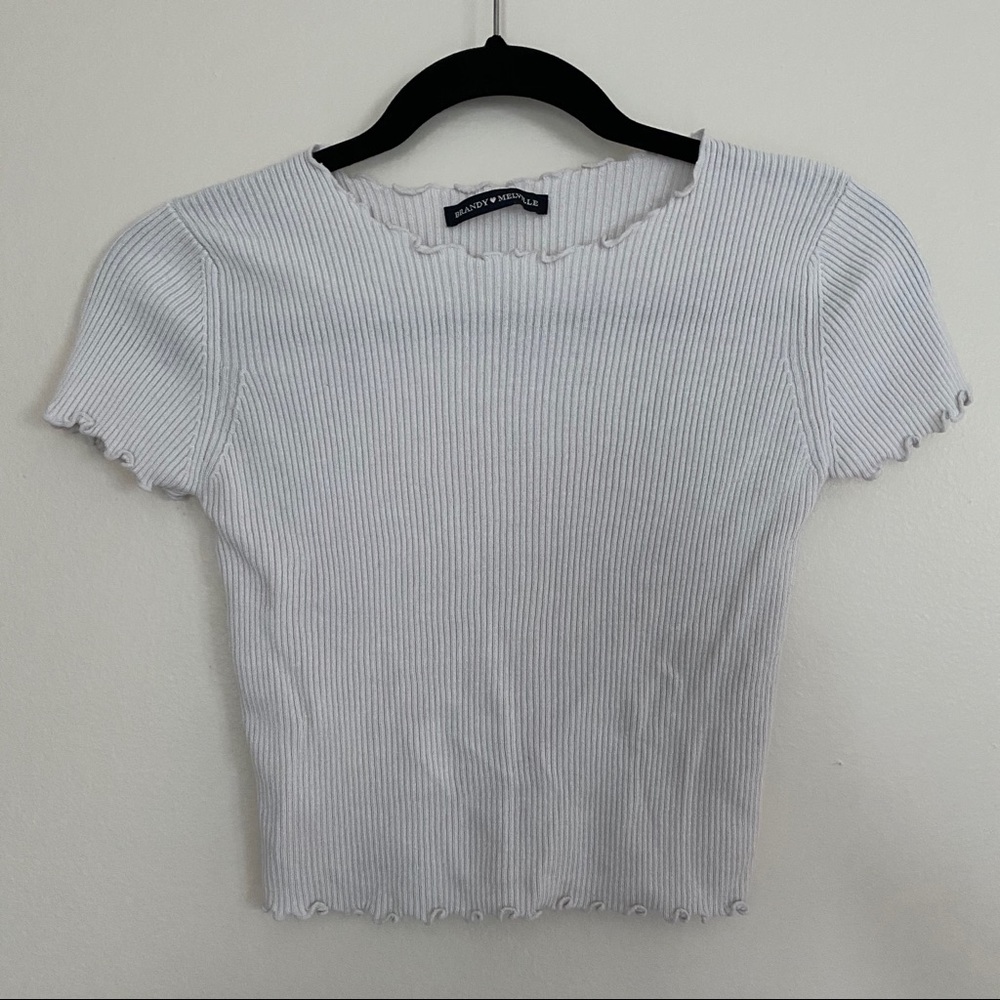 BRANDY MELVILLE White Ripped Crop Top